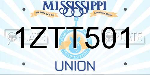 1ZTT501 Mississippi License Plate