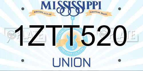 1ZTT520 Mississippi License Plate
