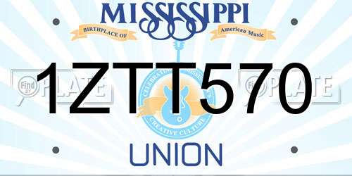 1ZTT570 Mississippi License Plate