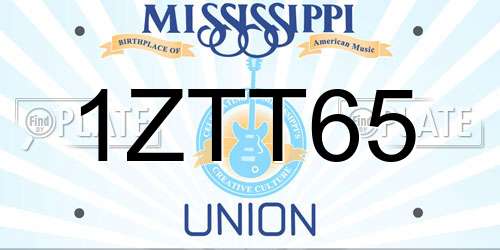 1ZTT65 Mississippi License Plate