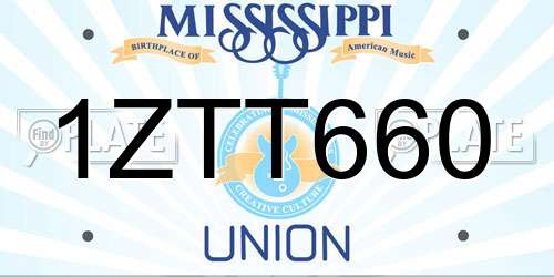 1ZTT660 Mississippi License Plate