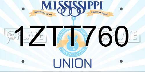 1ZTT760 Mississippi License Plate