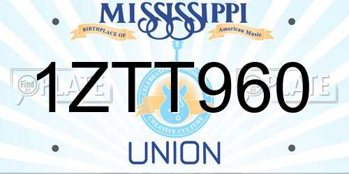 1ZTT960 Mississippi License Plate
