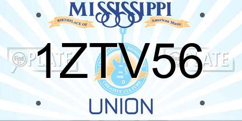 1ZTV56 Mississippi License Plate