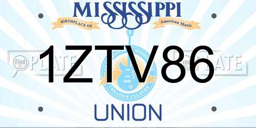 1ZTV86 Mississippi License Plate