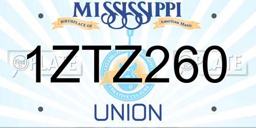 1ZTZ260 Mississippi License Plate