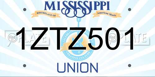 1ZTZ501 Mississippi License Plate