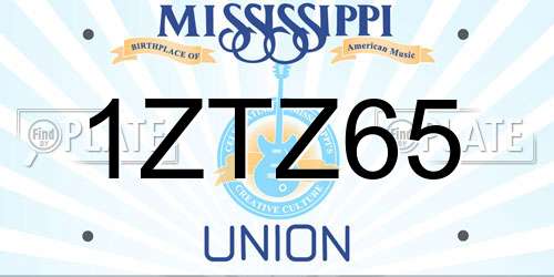 1ZTZ65 Mississippi License Plate