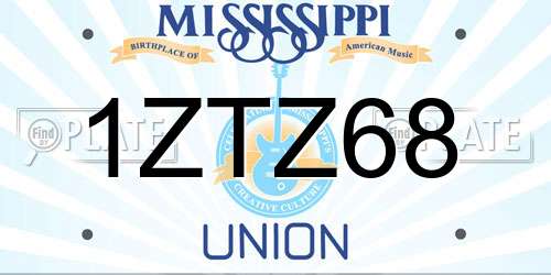 1ZTZ68 Mississippi License Plate
