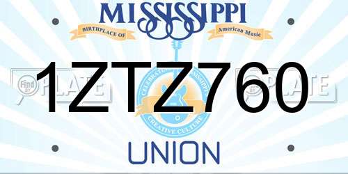 1ZTZ760 Mississippi License Plate