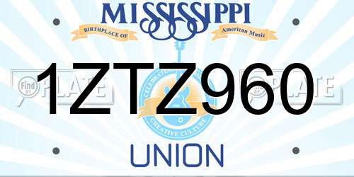 1ZTZ960 Mississippi License Plate