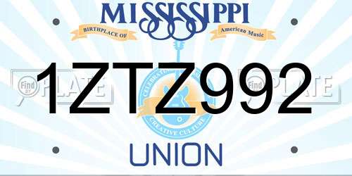 1ZTZ992 Mississippi License Plate