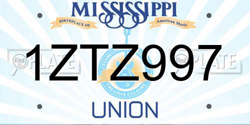 1ZTZ997 Mississippi License Plate