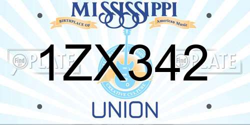 1ZX342 Mississippi License Plate