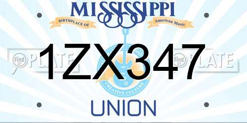1ZX347 Mississippi License Plate