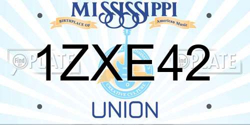 1ZXE42 Mississippi License Plate