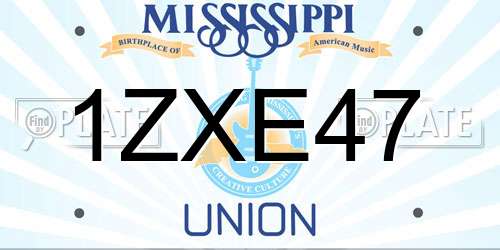 1ZXE47 Mississippi License Plate