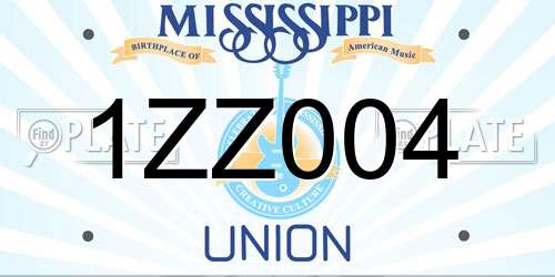 1ZZ004 Mississippi License Plate