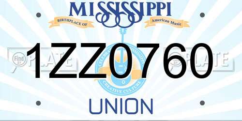 1ZZ0760 Mississippi License Plate