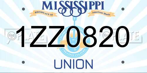 1ZZ0820 Mississippi License Plate