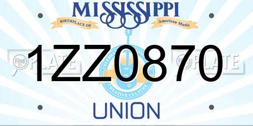 1ZZ0870 Mississippi License Plate