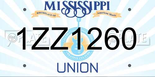 1ZZ1260 Mississippi License Plate