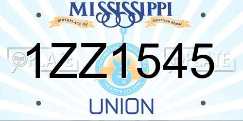 1ZZ1545 Mississippi License Plate