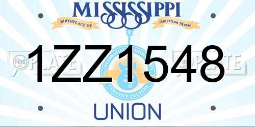 1ZZ1548 Mississippi License Plate
