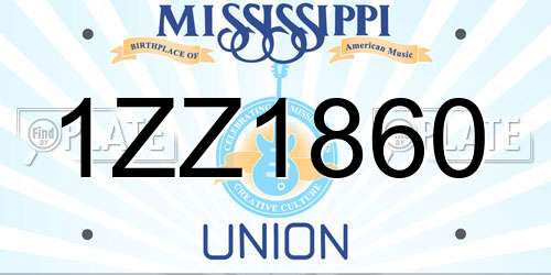 1ZZ1860 Mississippi License Plate