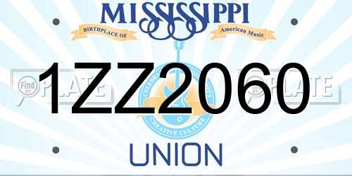 1ZZ2060 Mississippi License Plate