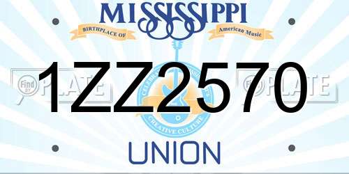 1ZZ2570 Mississippi License Plate