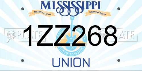 1ZZ268 Mississippi License Plate