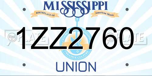 1ZZ2760 Mississippi License Plate