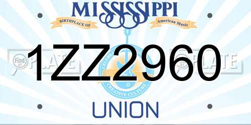 1ZZ2960 Mississippi License Plate