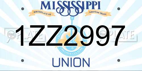 1ZZ2997 Mississippi License Plate