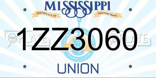 1ZZ3060 Mississippi License Plate