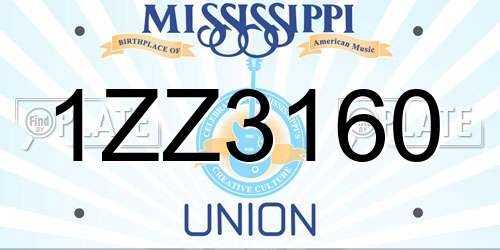 1ZZ3160 Mississippi License Plate