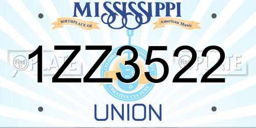 1ZZ3522 Mississippi License Plate