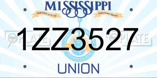 1ZZ3527 Mississippi License Plate