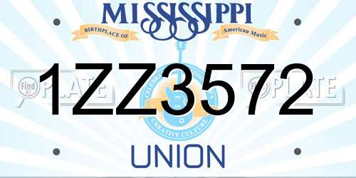 1ZZ3572 Mississippi License Plate