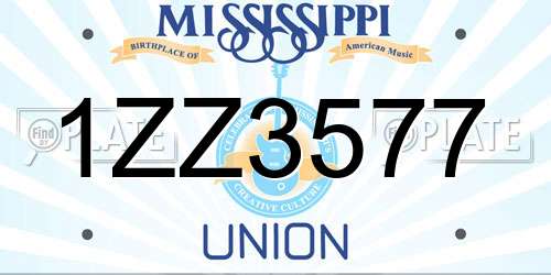 1ZZ3577 Mississippi License Plate