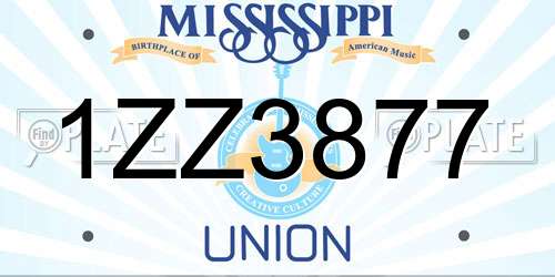 1ZZ3877 Mississippi License Plate