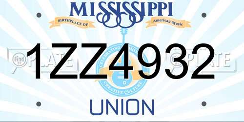 1ZZ4932 Mississippi License Plate