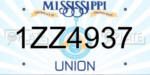 1ZZ4937 Mississippi License Plate