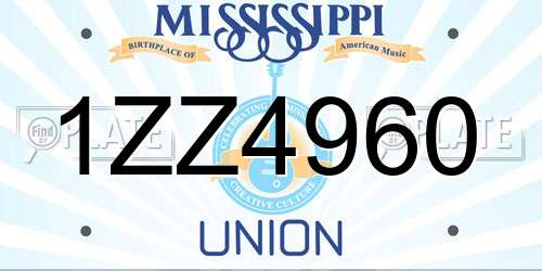1ZZ4960 Mississippi License Plate