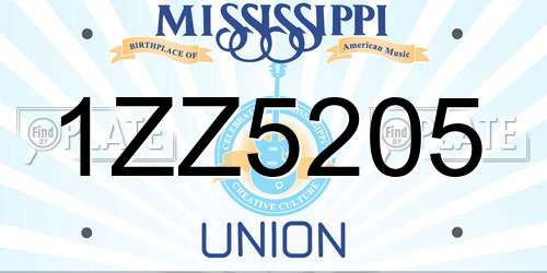 1ZZ5205 Mississippi License Plate