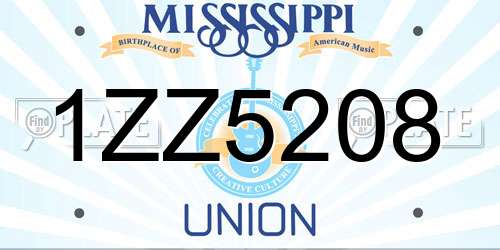 1ZZ5208 Mississippi License Plate