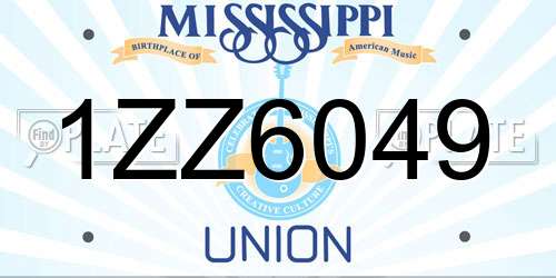 1ZZ6049 Mississippi License Plate