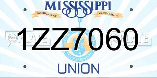 1ZZ7060 Mississippi License Plate