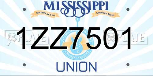 1ZZ7501 Mississippi License Plate